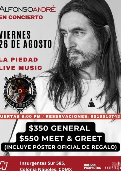 Alfonso André se presentará en La Piedad Live Music