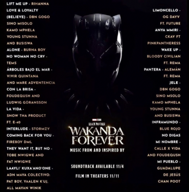 Mexicanos destacan en el soundtrack de 'Black Panther Wakanda Forever'