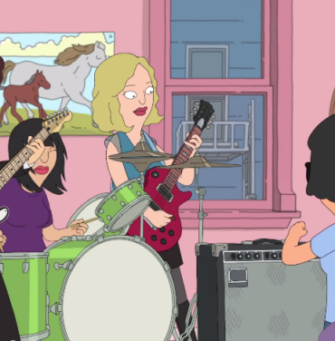 Sleater-Kinney en dibujos animados para el video de 