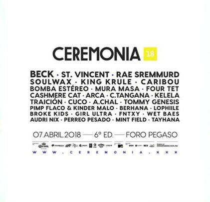 Mira el cartel completo de Ceremonia 2018