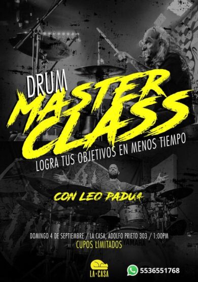 Asiste a la Drum Master Class con Leo Padua de Los Viejos