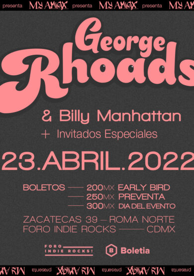 George Rhoads dará concierto en el Foro Indie Rocks!