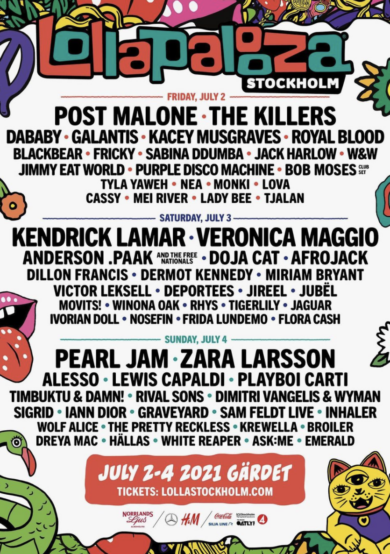 Lollapalooza Stockholm cancela edición 2021 
