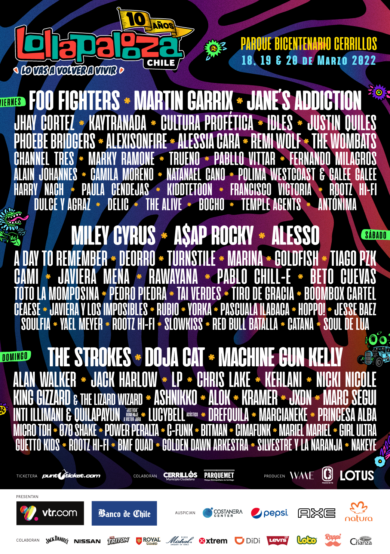 Foo Fighters, The Strokes y A$AP Rocky en Lollapalooza Chile 2022