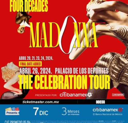 ¡Nueva fecha! Madonna en el Palacio de los Deportes