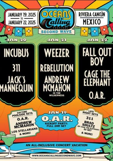 PRECIOS: Incubus, Weezer, Fall Out Boy y más en el Oceans Calling Festival en Cancún