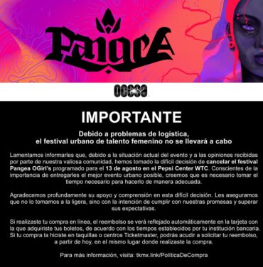 CANCELADO: Pangea al Pepsi Center WTC