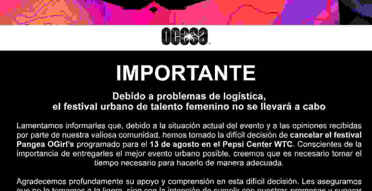 CANCELADO: Pangea al Pepsi Center WTC