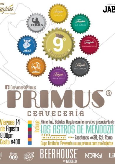 Cerveza Primus celebrará su aniversario