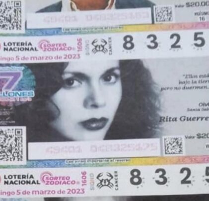 ¡Rita Guerrero en los billetes de lotería nacional!