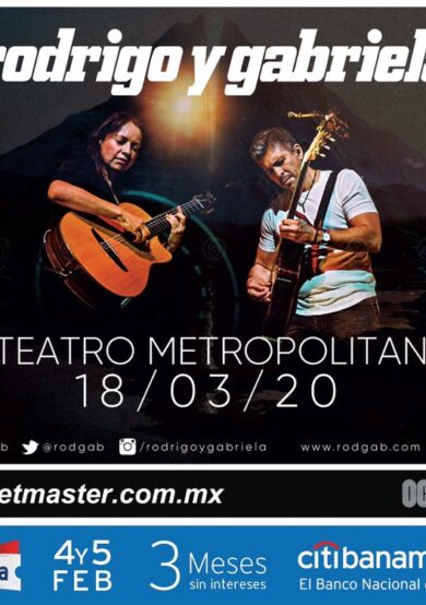 CANCELADO: Rodrigo y Gabriela se presentará en el Teatro Metropólitan