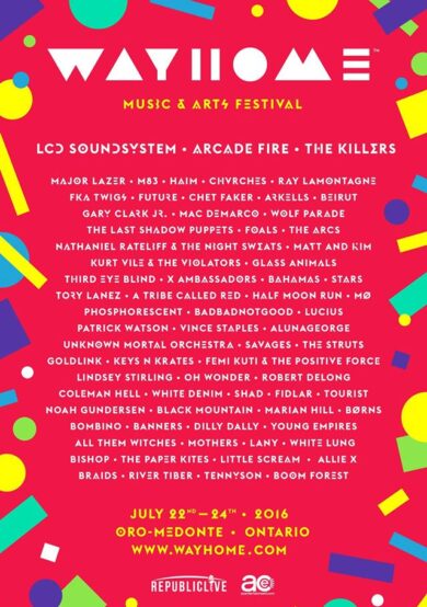 Lineup del WayHome Music Festival 2016