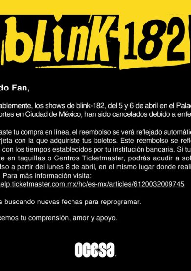 Blink-182 cancela shows en el Palacio de los Deportes