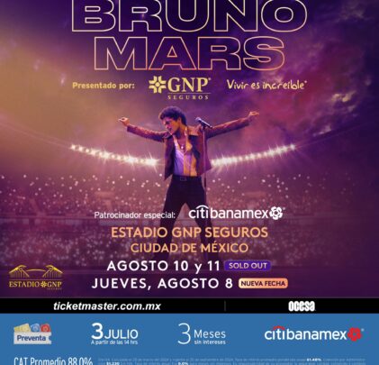 NUEVA FECHA: Bruno Mars inaugurará el Estadio GNP Seguros
