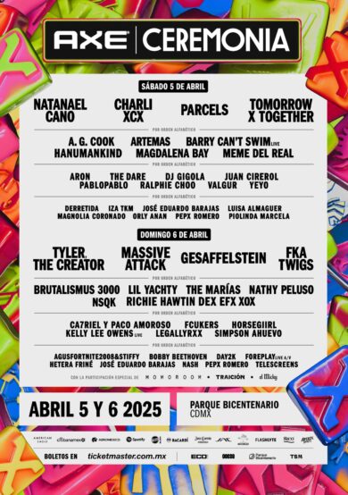 PRECIOS: AXE Ceremonia 2025 anuncia lineup por día