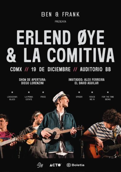 PRECIOS: Erlend Øye & La Comitiva llegará al Auditorio BB