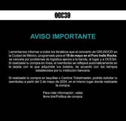 CANCELADO: GRLWOOD en el Foro Indie Rocks!