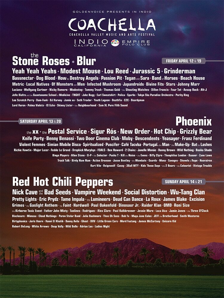 Listo el lineup de Coachella 2013