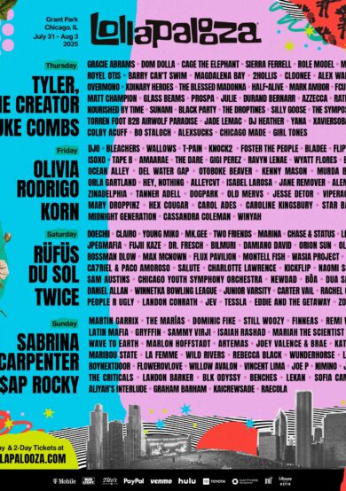 PRECIOS: Lollapalooza Chicago 2025 anuncia lineup por día