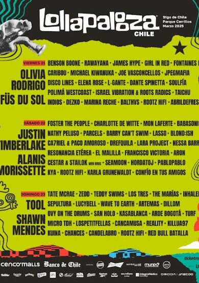 PRECIOS: Lollapalooza Chile 2025 revela lineup por día