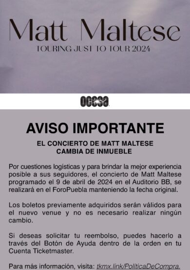 CAMBIO DE VENUE: Matt Maltese en México