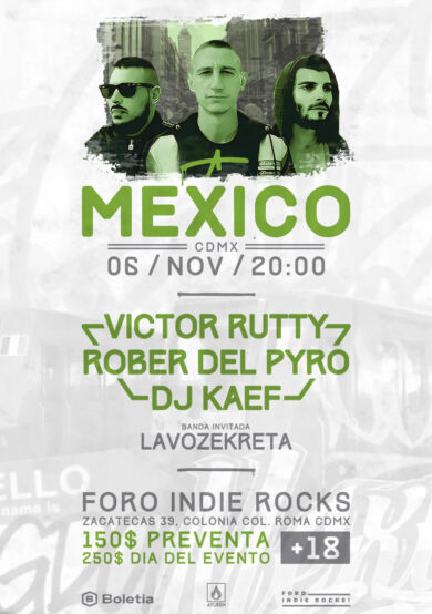 Víctor Rutty + Rober del Pyro y DJ Kaef ofrecerán show en el Foro Indie Rocks!
