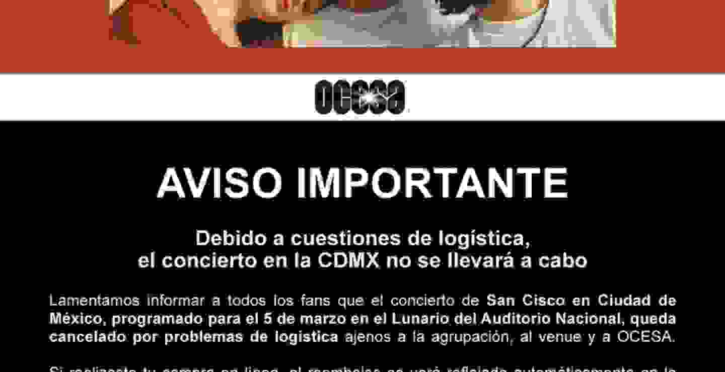 CANCELADO: San Cisco en CDMX